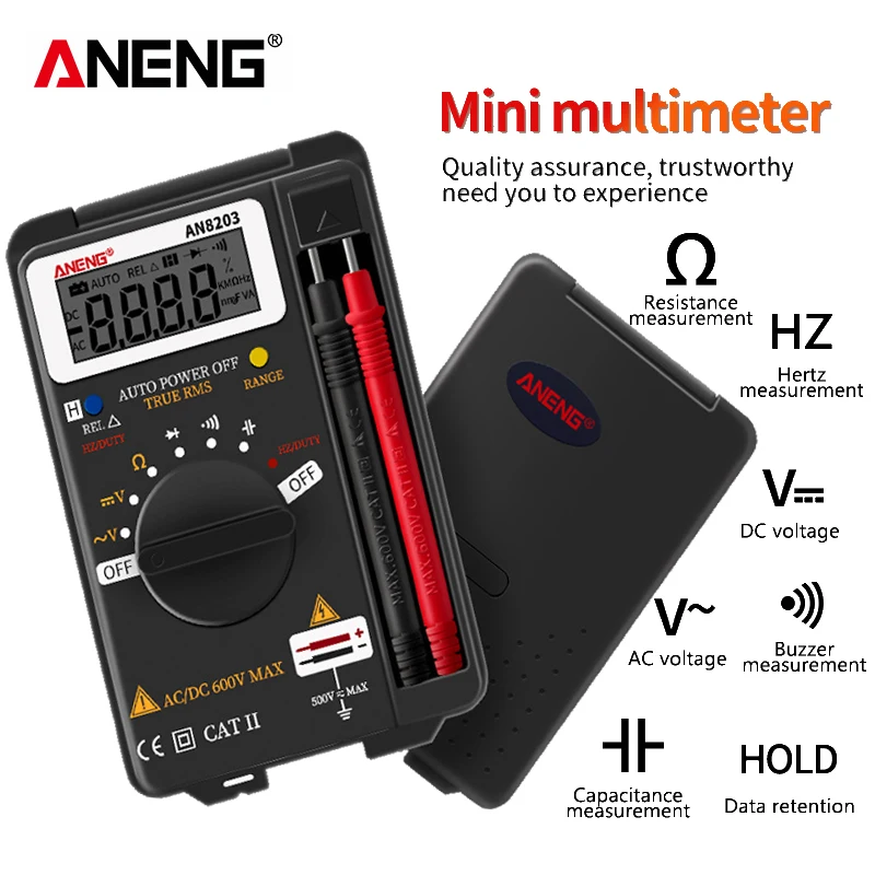 

ANENG AN8203 4000 Counts True RMS Mini Digital Multimeter AC Voltage Current Tester Multimeter Ammeter Capacitance Tester