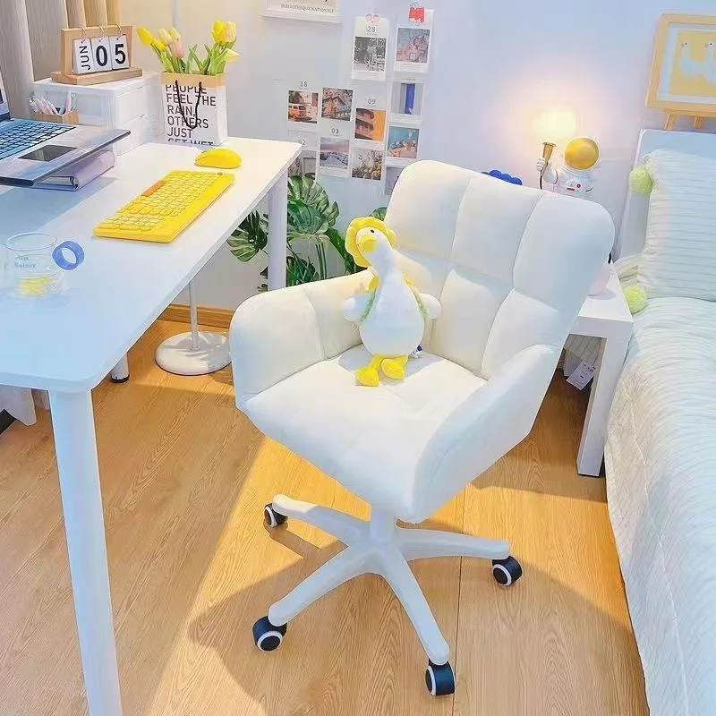 Comfortable Sedentary Dormitory Stools Student Writing Desk Chairs Bedroom Girl Backrest Lift Swivel Chairs