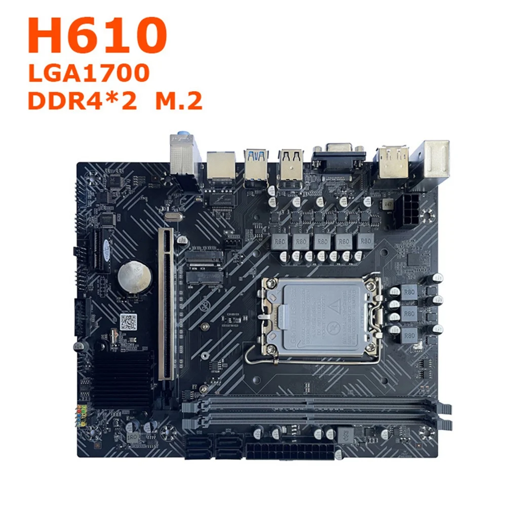 

H610 Motherboard+Thermal Pad+Thermal Grease LGA1700 DDR4 Gigabit LAN for G6900 G7400 I3 12100 I5 12500 12Th CPU