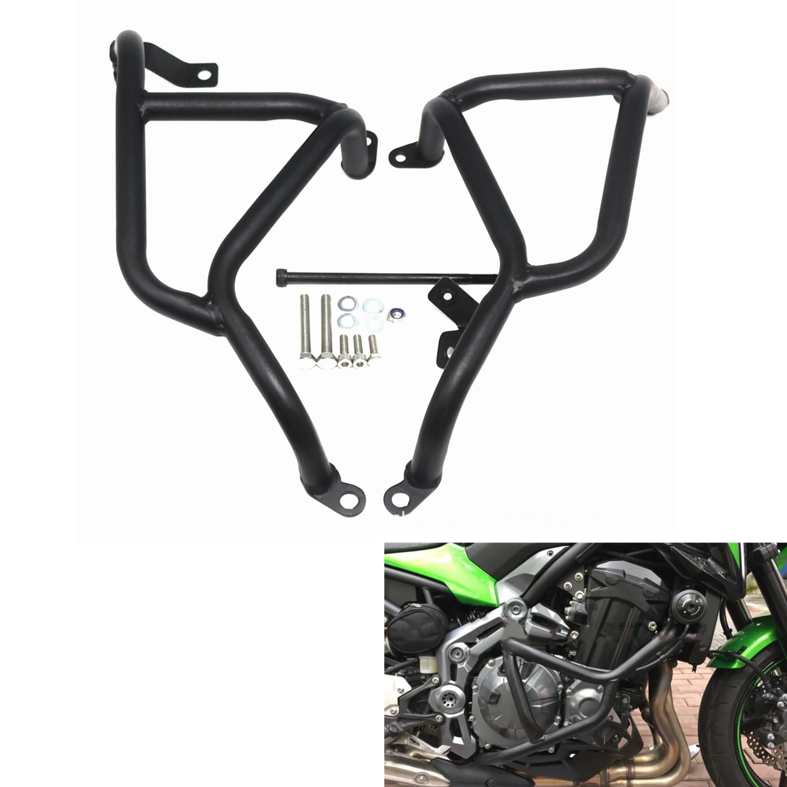 

Motorcycle Engine Guard Crash Bar Protector Carbon Steel W/ Screws Motorbike Part For Kawasaki Z900 2017 2018 2019
