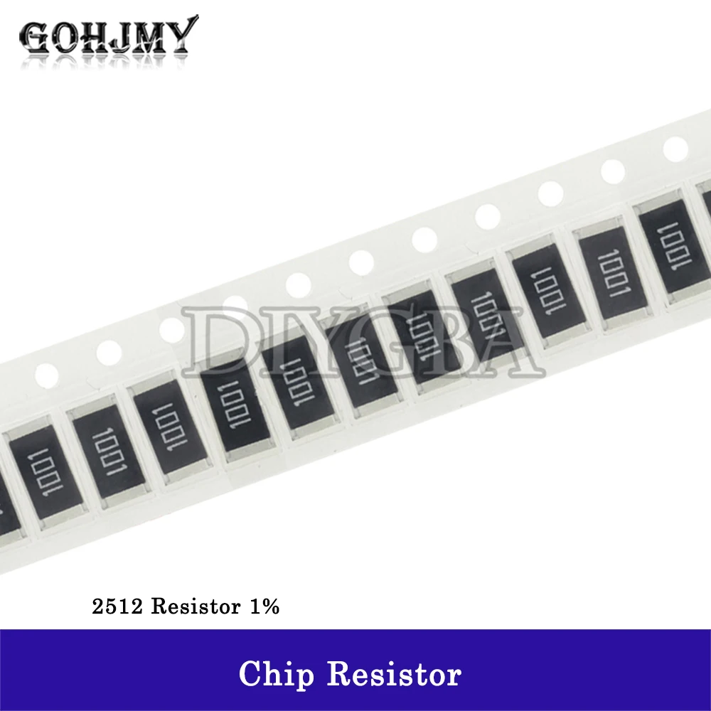 50 шт. 2512 SMD чип фиксированный 1% 1 Вт 0.1R 0.01R 0.05R 0.001R 0.33R 1R 0R 10R 100R