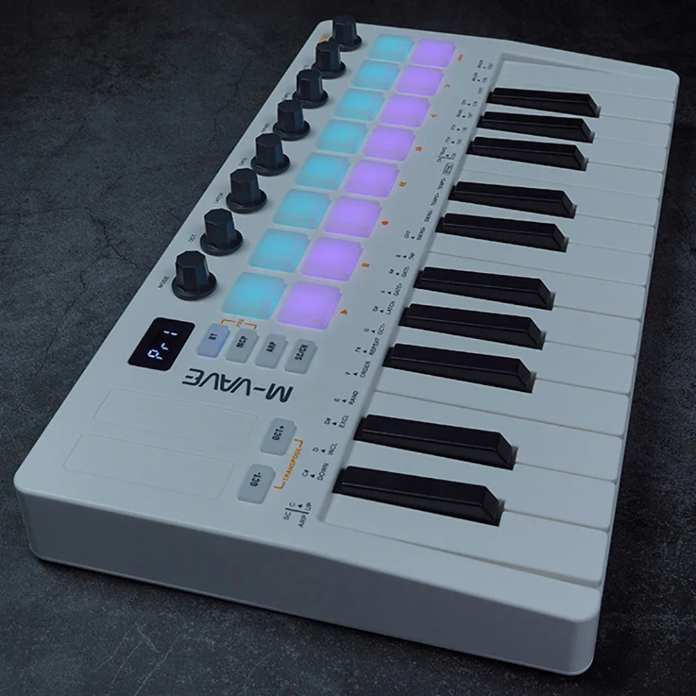 M-VAVE SMK-II 25-клавишный Контроллер MIDI-клавиатуры С 16 Барабанными Пэдками RGB