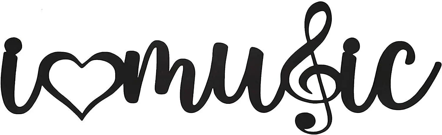 

Настенный декор из черного металла I Heart Music, музыкальный Настенный декор (17x5,15 дюйма) для гостиной/домашнего декора