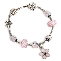 fashion pink charm bracelet little daisy bee pink oil spot glaze flowers pendant bracelet girls popular jewelry gift luxury