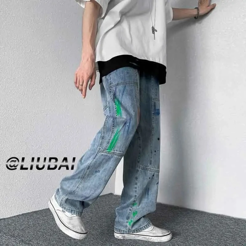Denim Trousers Male Jeans Pants Baggy Jeans For Men 2022 Autumn Loose Casual Wide Leg Jeans Korean Streetwear Hip Hop Woman
