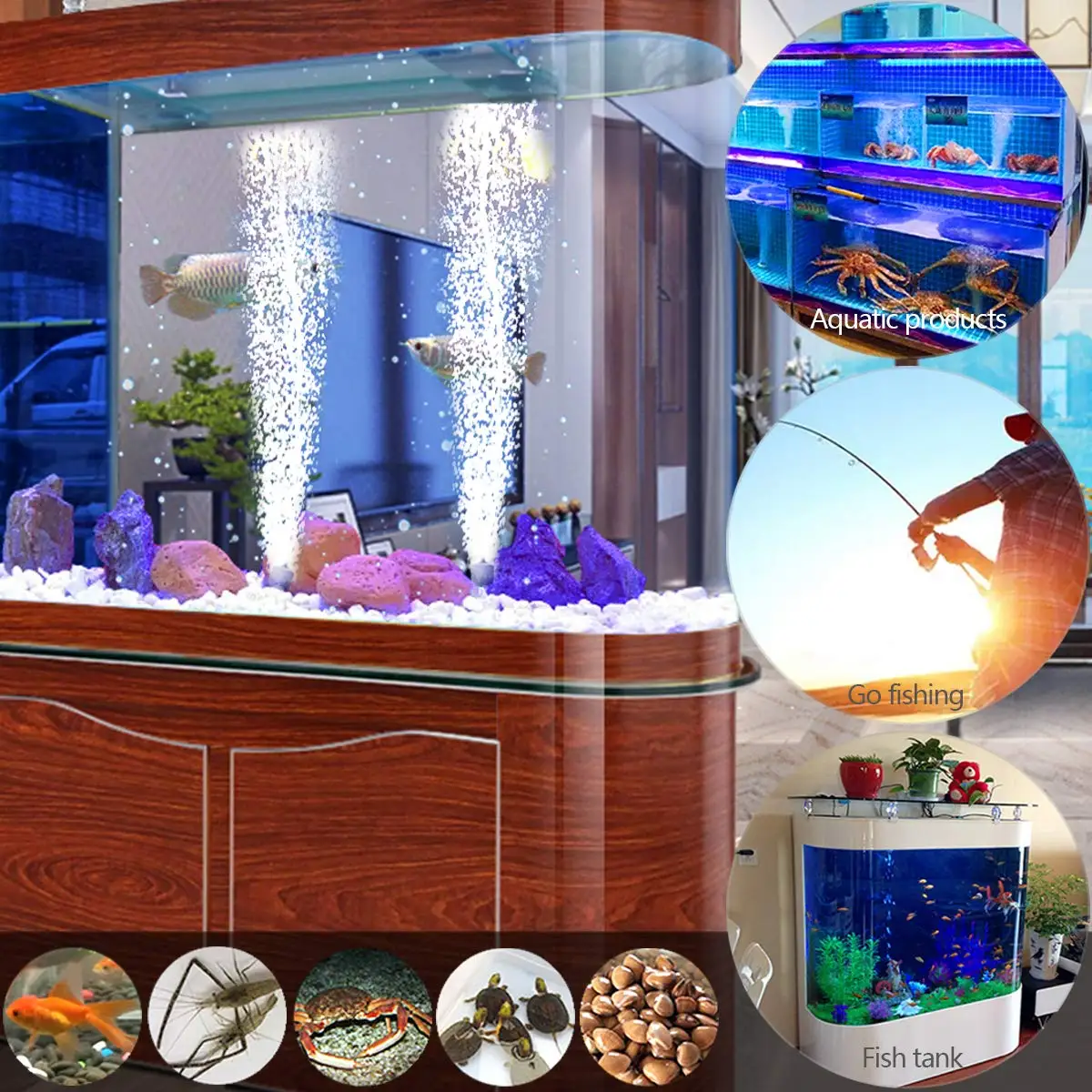 USB Aquarium Air Pump Portable Fish Tank Silent Compressor Aerator Small Quiet Oxygen with Accessories 5v 1W |