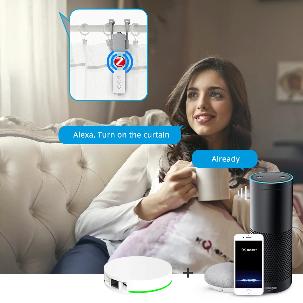 Умный робот-привод для штор Tuya Zigbee римских типа I U-образного слепых моторов Alexa