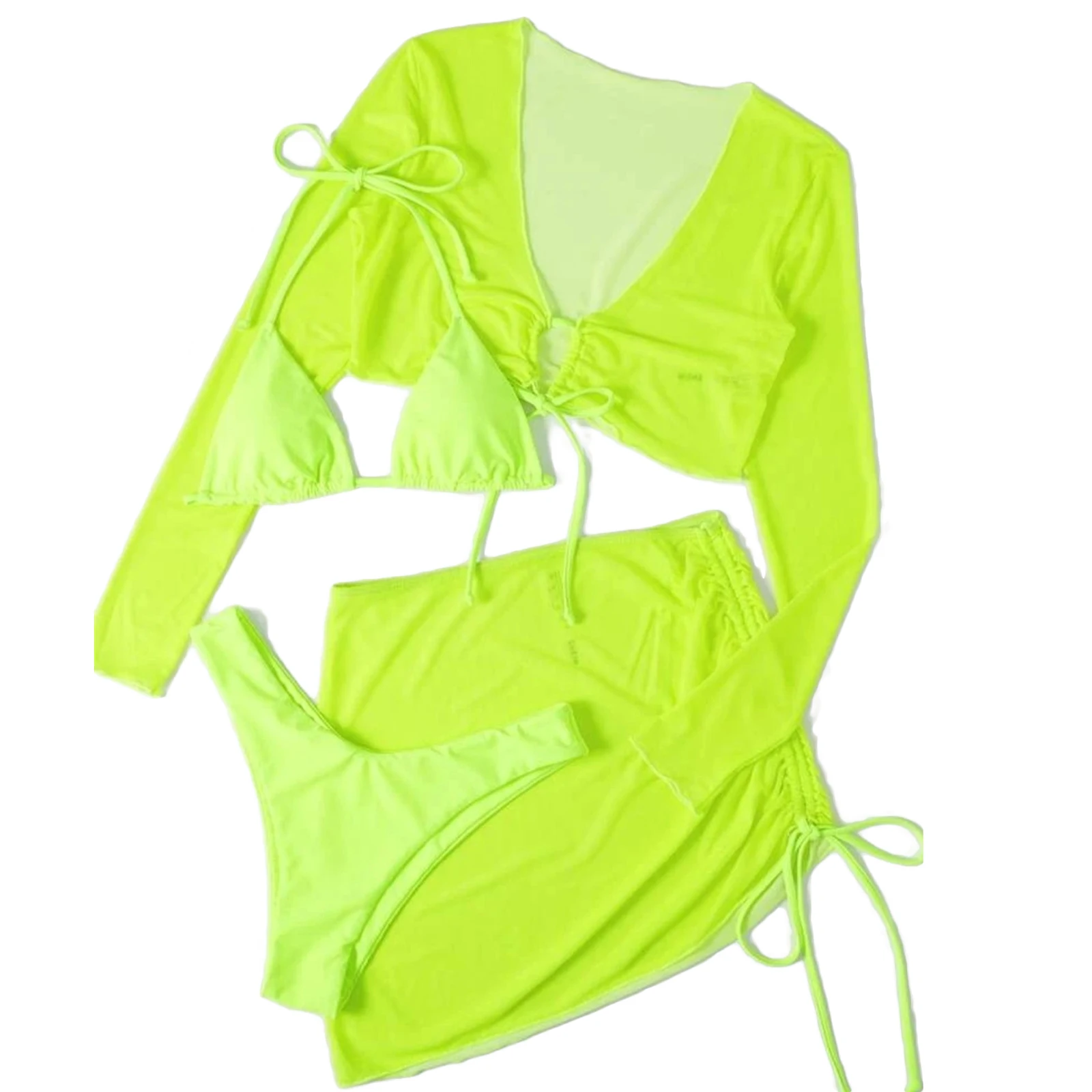 Сексуальная Женская одежда прозрачная Повседневная пляжная комплект бикини