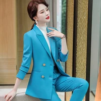 korean spring suit large size office women business white collar formal dress professional dress work clothes blue suit pants