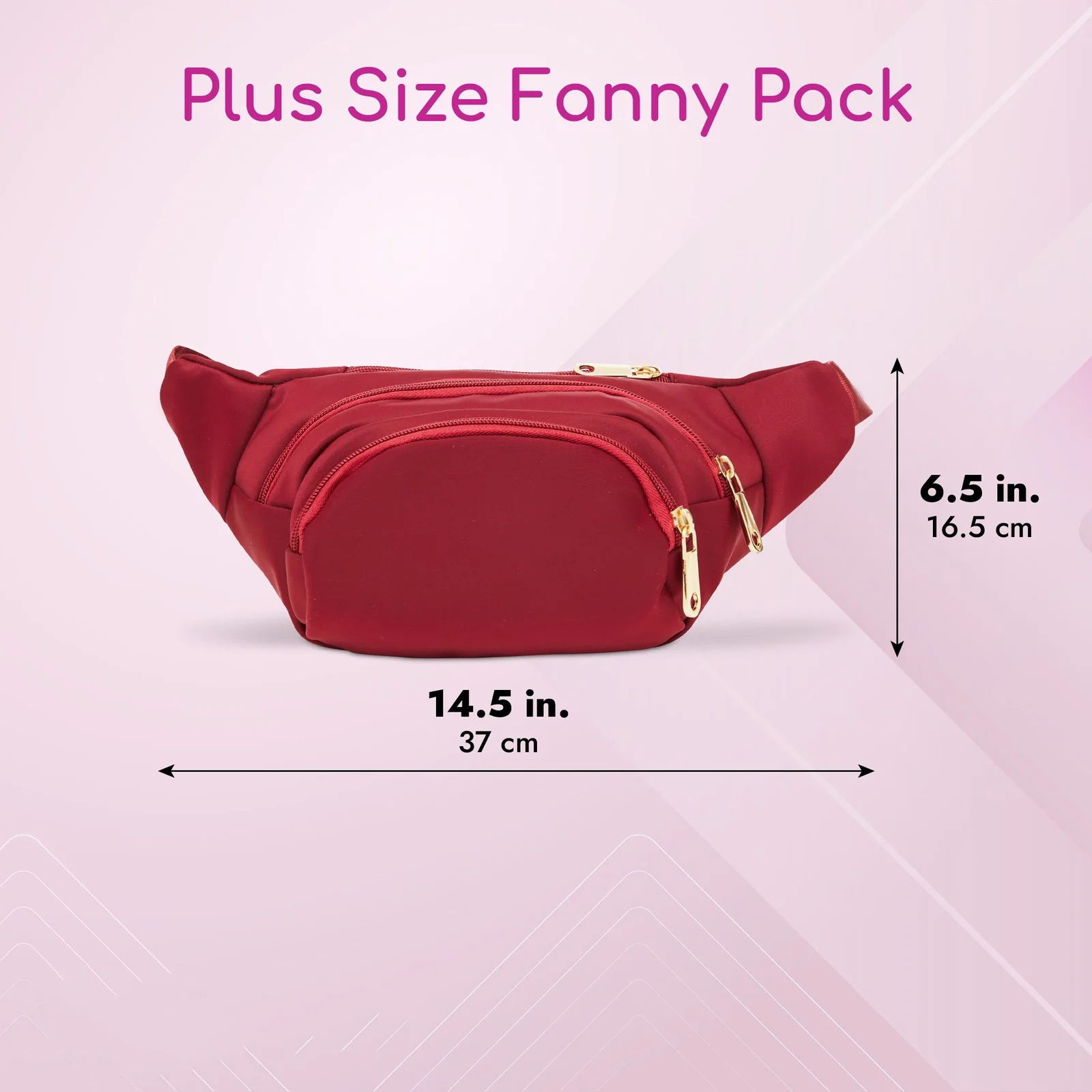 Red Nylon Plus Size Fanny Pack  Women, Traveling Belt Bag Pouch with Adjustable Waist Strap (34”-60”, Expands to 5XL)