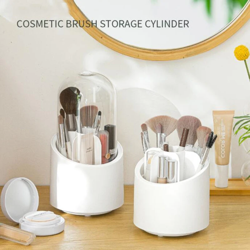 

Rotation Makeup Brush Storage Box Cosmetic Organizer Eyebrow Pen Holder Brush Display Stand Storage Bucket with Lid Waterproof