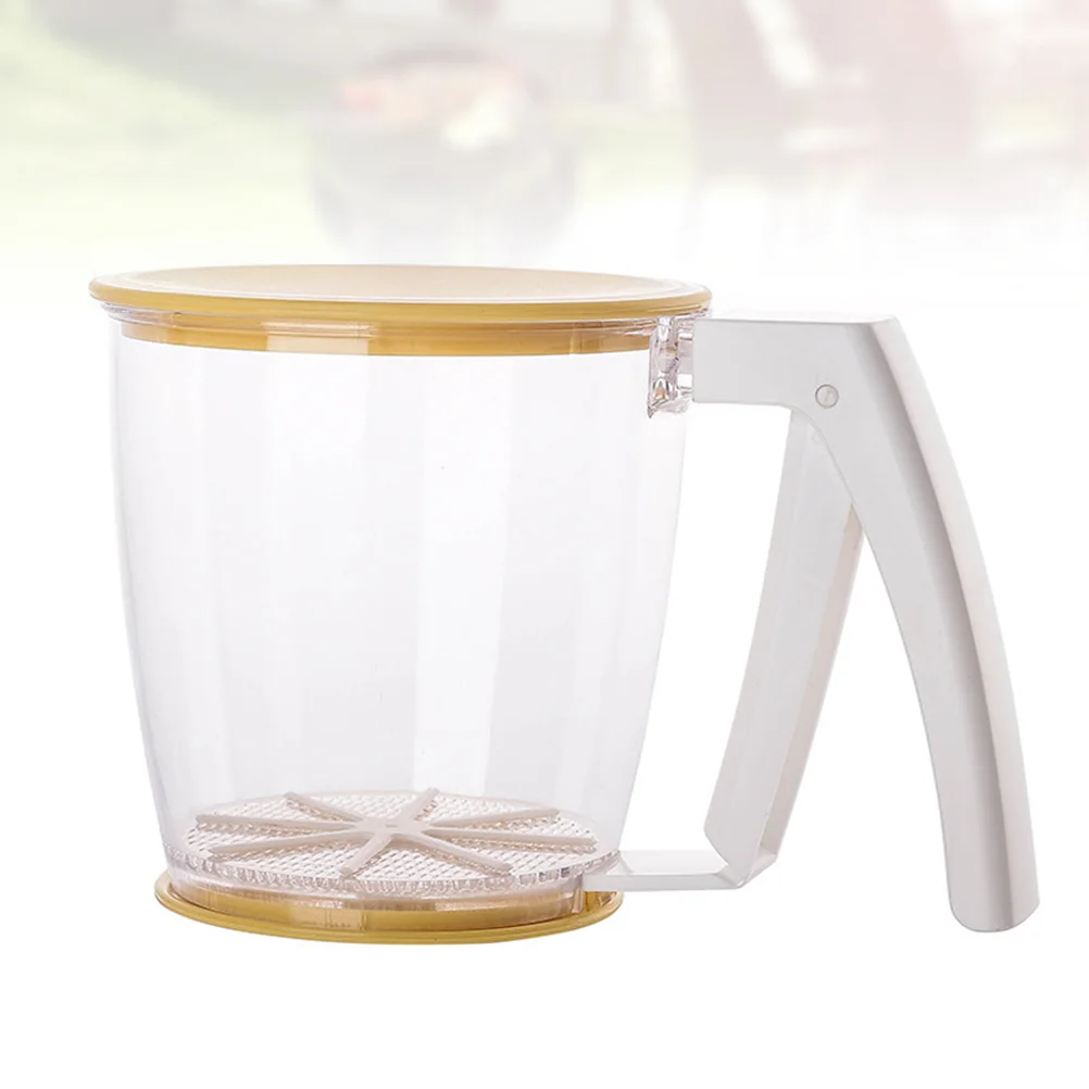 

Clear Cups Plastic Flour Sieve Kitchen Strainer Handheld Shaker Filter M Mesh Sifter Body