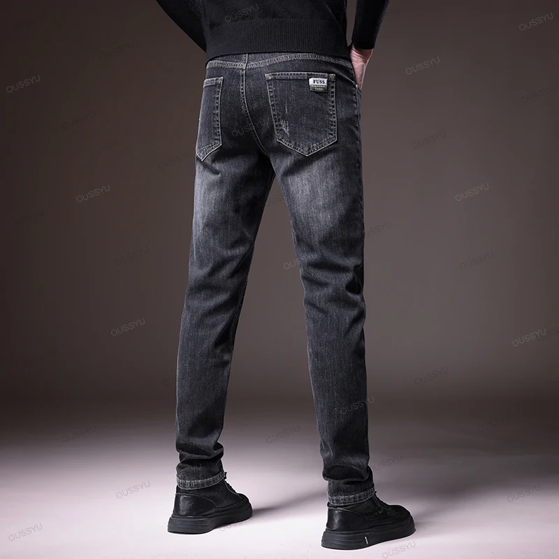 Осень-зима мужские джинсы высокого качества повседневные байкерские джинсовые