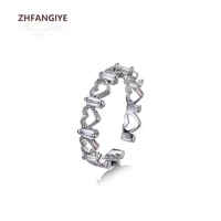 fashion 925 silver jewelry rings heart shape zircon gemstone open finger ring accessories for women wedding promise party gifts