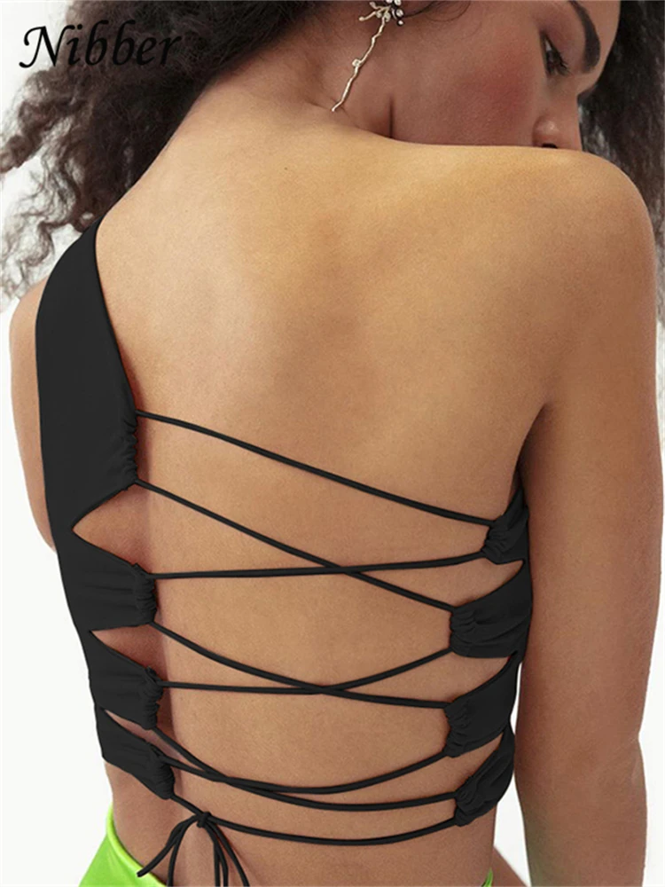 Nibber шикарный сексуальный бандажный клубный Топ женский топ с лямкой через шею