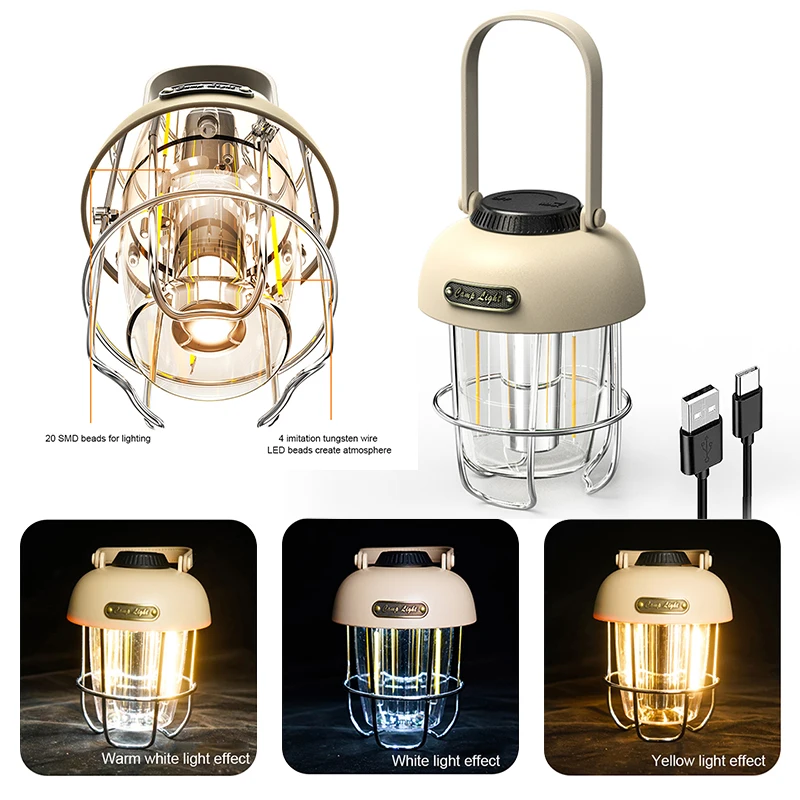 

Светодиодный фонарь для кемпинга, фонарик с внешним аккумулятором 2000 мАч, освещение для палатки, портативный фонарь для кемпинга, фонарик с ...