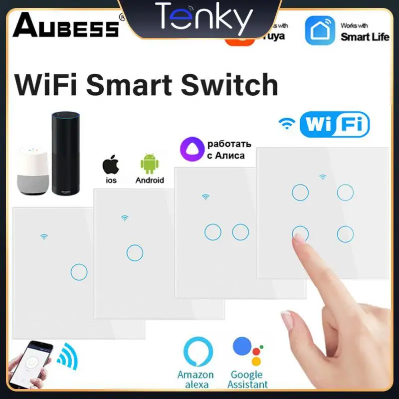 

Беспроводной Выключатель с голосовым управлением, смарт-выключатель с Wi-Fi, настенный, с управлением через приложение, 2/2/3 клавиши, 5 шт.