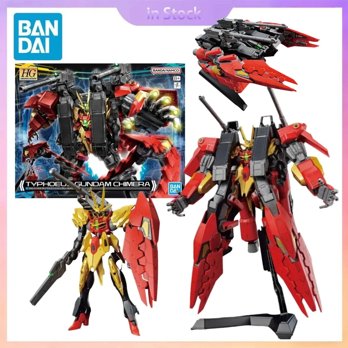 Фото В наличии оригинальные наборы моделей фигурок Bandai Genuine HG 1/144 Typhoeus Gundam Chimera из аниме-коллекции, подарок для мальчиков и девочек №1