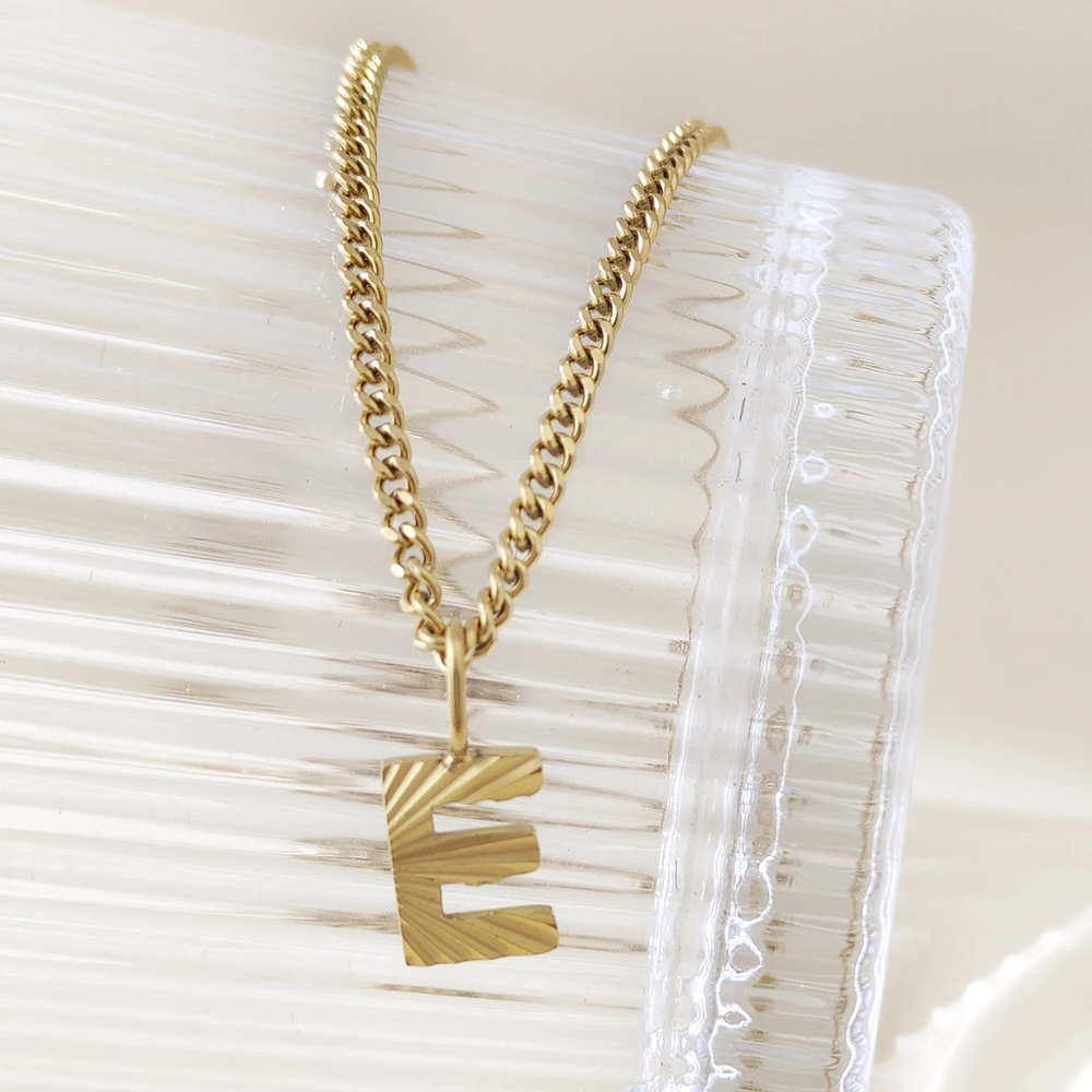 Женское Ожерелье из нержавеющей стали 10 шт. 26 букв кулон Золотая кубинская цепь