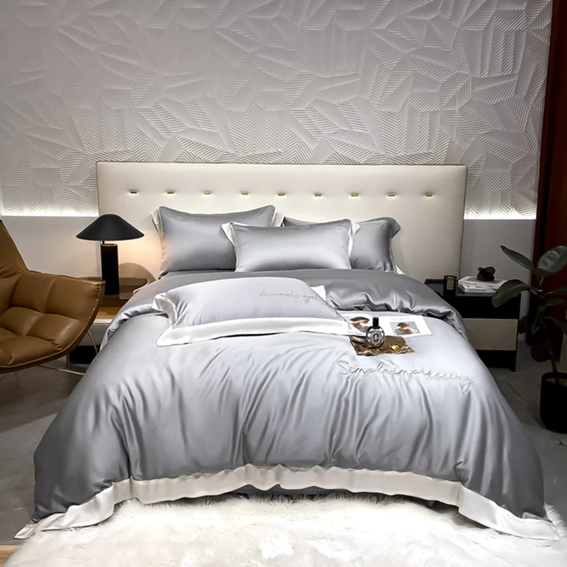 

Роскошный Королевский Комплект постельного белья из лиоцелла, шелковистый, приятный для кожи Комплект пододеяльника с простынями, наволоч...