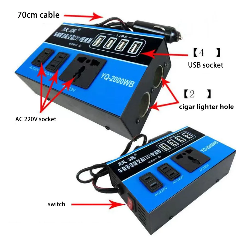 

1500W Car Power Inverter 12V 220V And AC 220V Converter Auto Charger Converter Adapter Universal Socket For Car Truck Suv RV