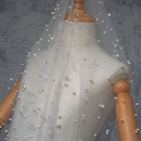 150cm width pearl mesh lace fabric diy wedding dress veil table cloth curtain decorative cloth