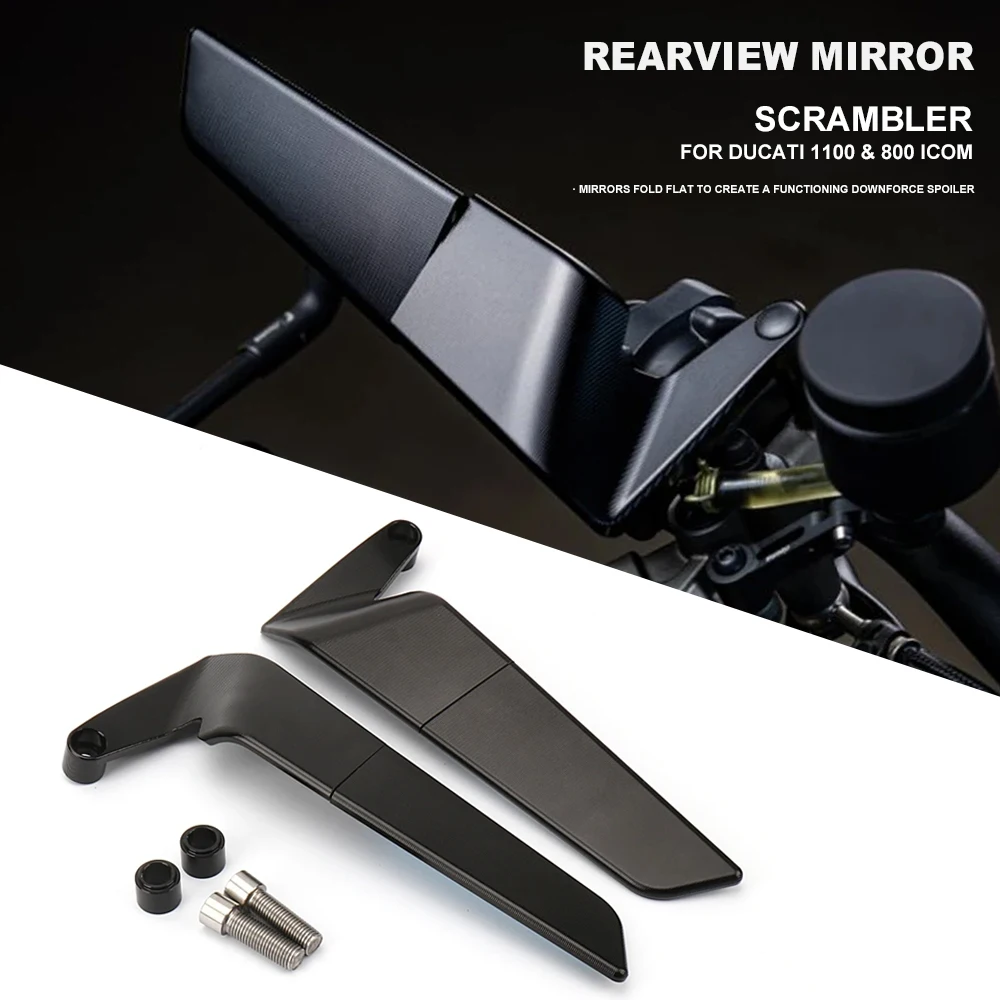 Универсальные черные зеркала заднего вида для Ducati Scrambler 1100 SCRAMBLER 800 ICOM