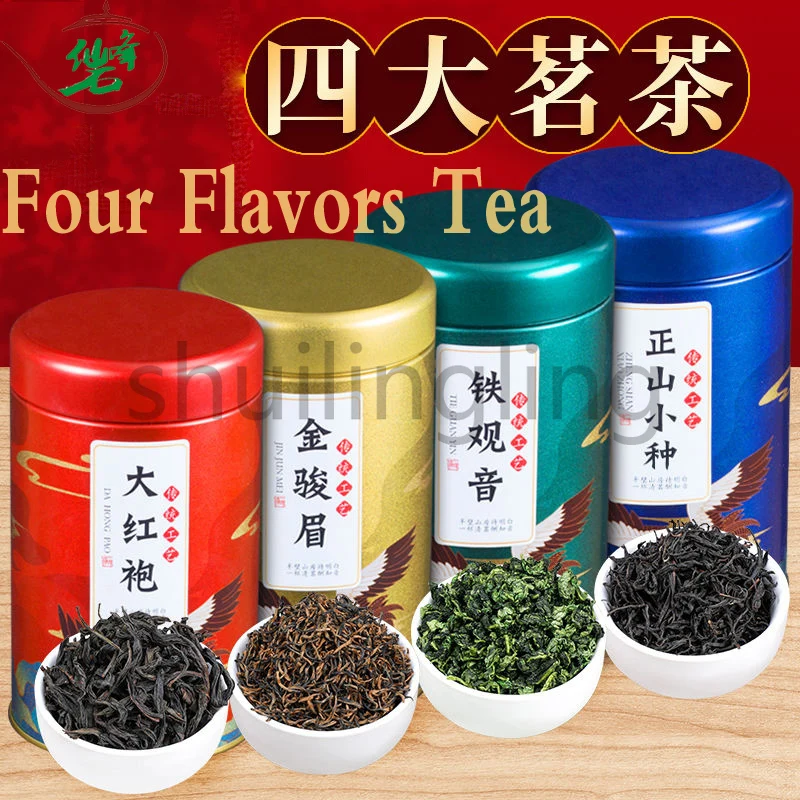 

Black Tea Jinjunmei Zhengshan Small Oolong Tea Dahongpao Tieguanyin Four Tea Authentic Luzhou Flavor Canned Gift Box