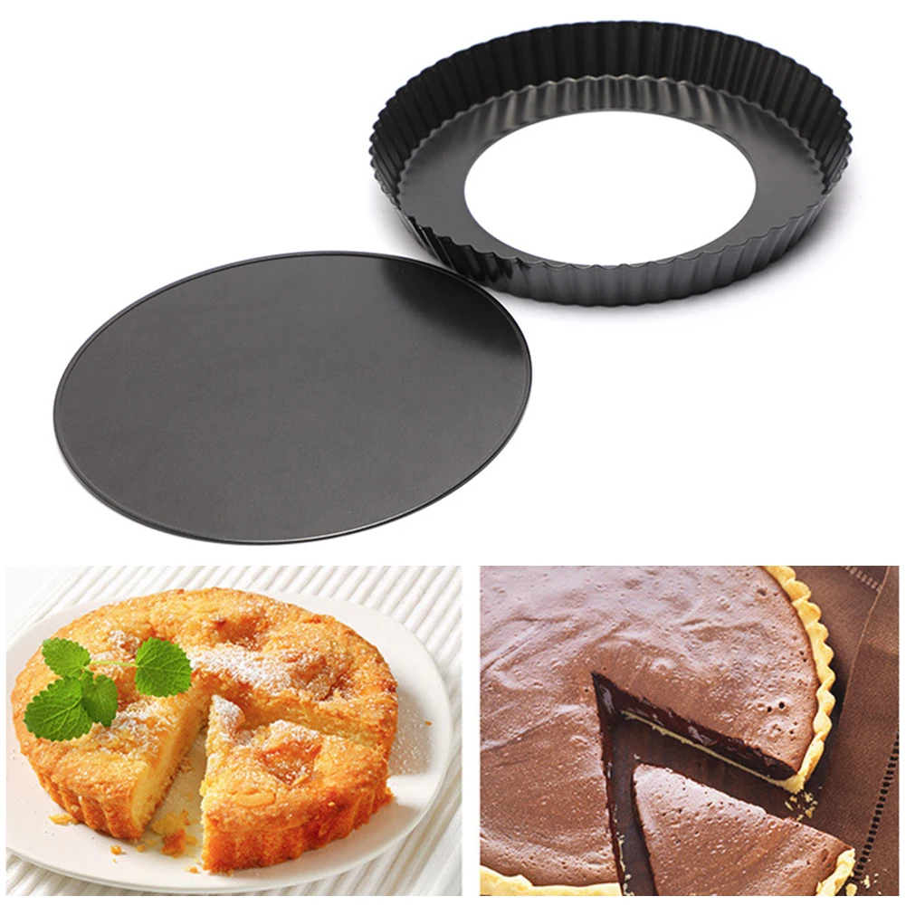 

9 Inch Flan Fluted Tin Tart Pie Pan Cake Baking Tray Non Stick Loose Base Mold High Temperature Corrosion-resistant Kitchen Tool