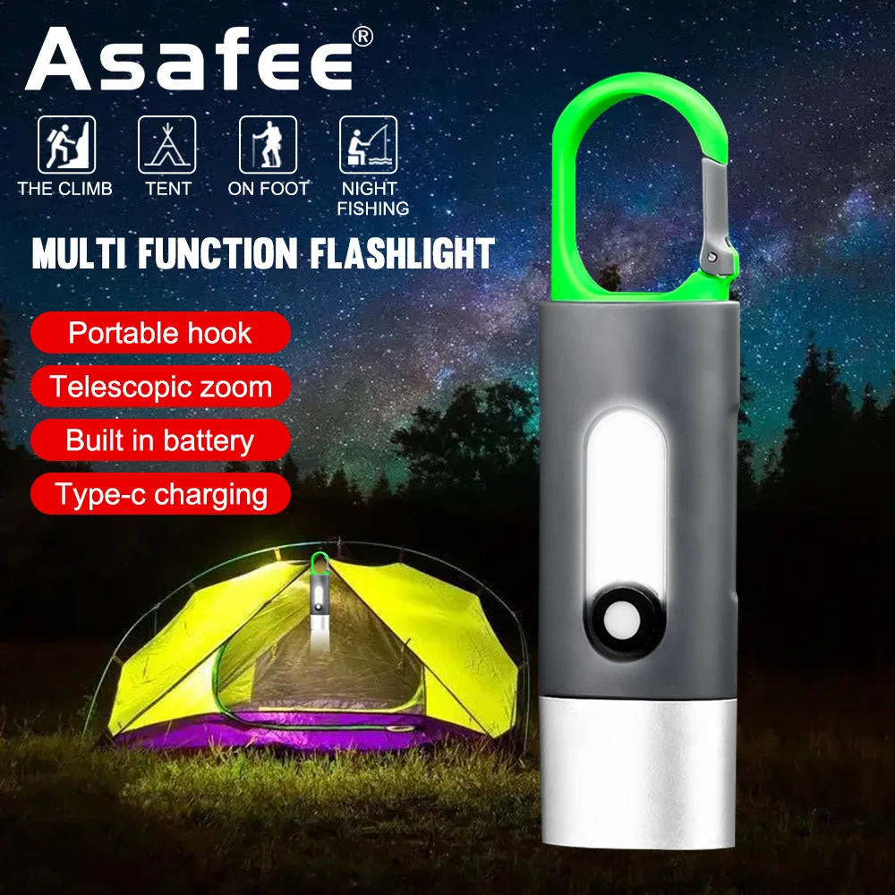 

Asafee CB-835 EDC MINI Porable Flashlight LED COB ABS Built-in 3 Hours Battery Life Keychain Pocket Light USB Rechargeable Lamp