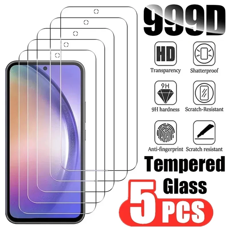 5 Pz Vetro Temperato Per Samsung Galaxy A53 A13 A54 A34 A14 A24 A52 A12 A33 A23 A32 A51 A52S A73 A72 A03 M12 M52 Protezione Dello Schermo