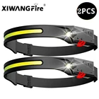 2 шт. COB светодиодный датчик фары USB Перезаряжаемый встроенный аккумулятор 18650 мини-фонарик фонарь фара маленький светодиодный фонарик