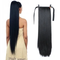 30 inch synthetic hair heat resistant straight hair with ponytail fake hair chip in hair extensions fiber pony tail wigs