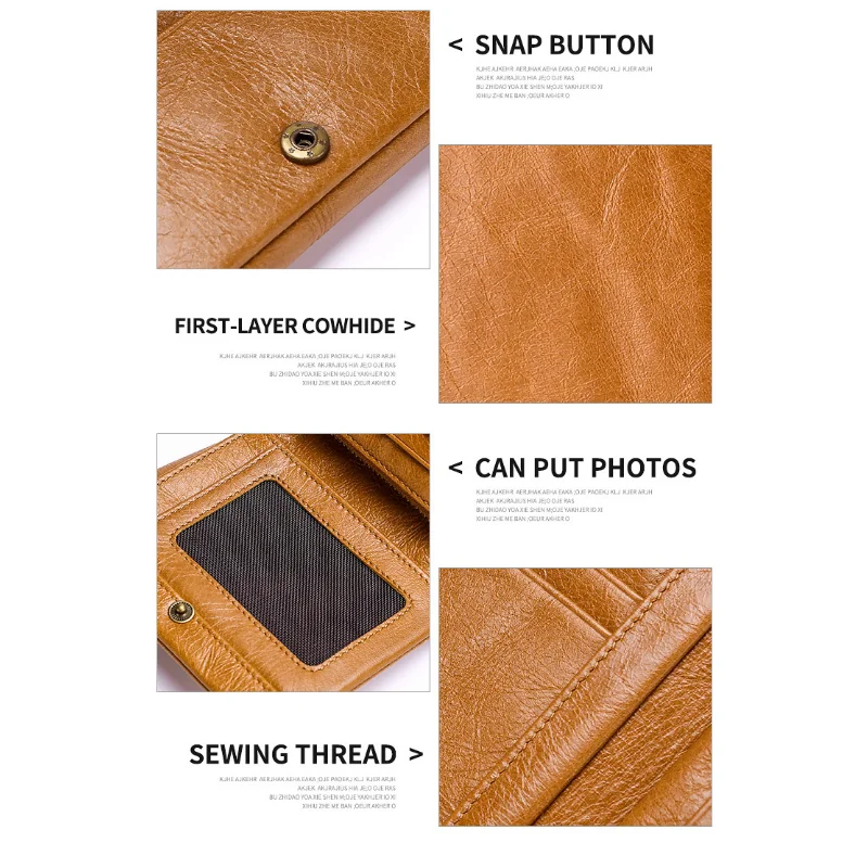 Wallet Credit Card Holder Multifunctional Retro Oil Wax Leather Men's Purses Genuine Large-Capacity Coin Purse Tri-fold Wallets