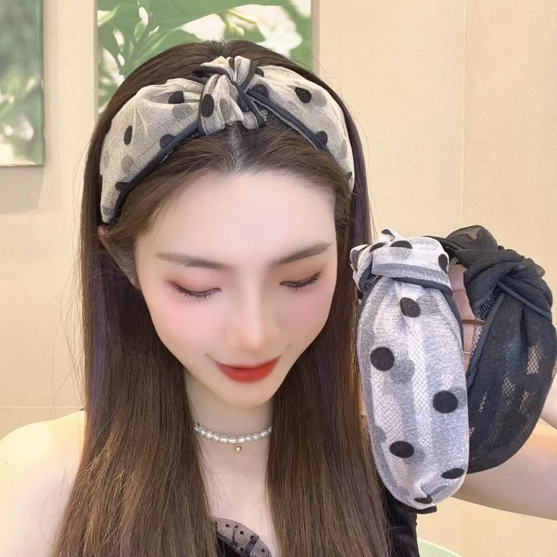 

Tulle Hairband Women's All-Match Outing Face Wash Mori Style Headband Exquisite Fashion Wide-Brimmed Hair Hoop Headdress