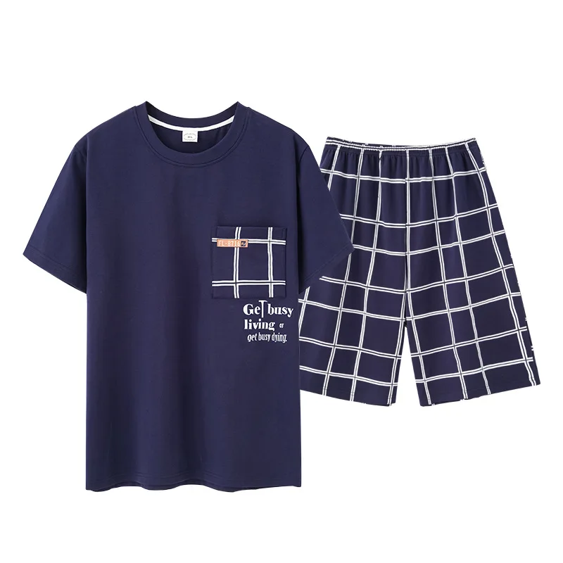 Пижама Мужская Летняя хлопковая с принтом в клетку |