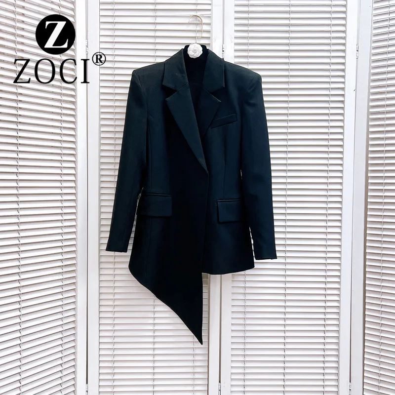 [ZOCI] Роскошная коллекция асимметричный дизайн костюмное пальто стиль богини