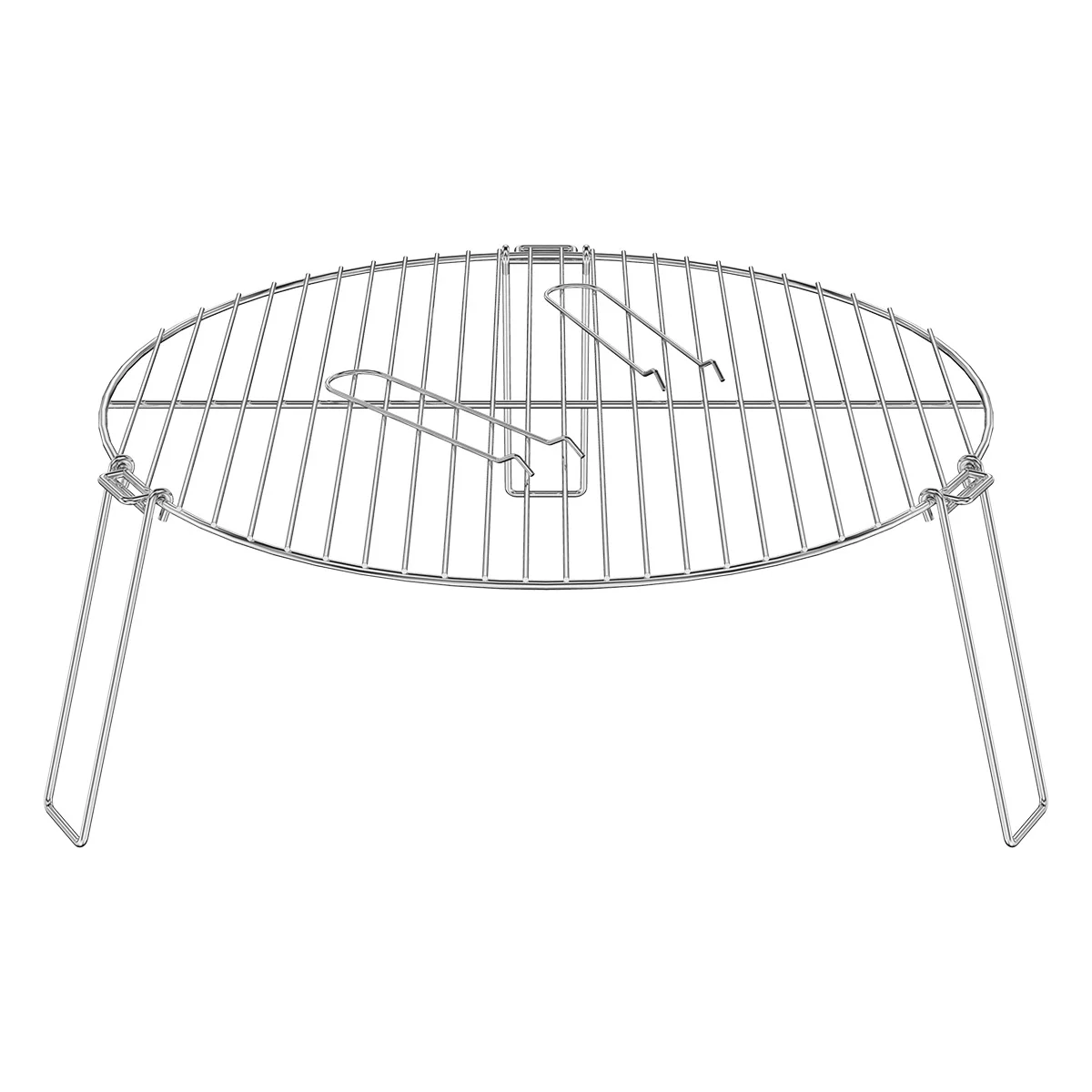 

L Fire Pit Grill Grate Folding Round Camping Grill Grate 19.69inch Stainless Steel Cooking Rack with 3 Detachable Support and 2