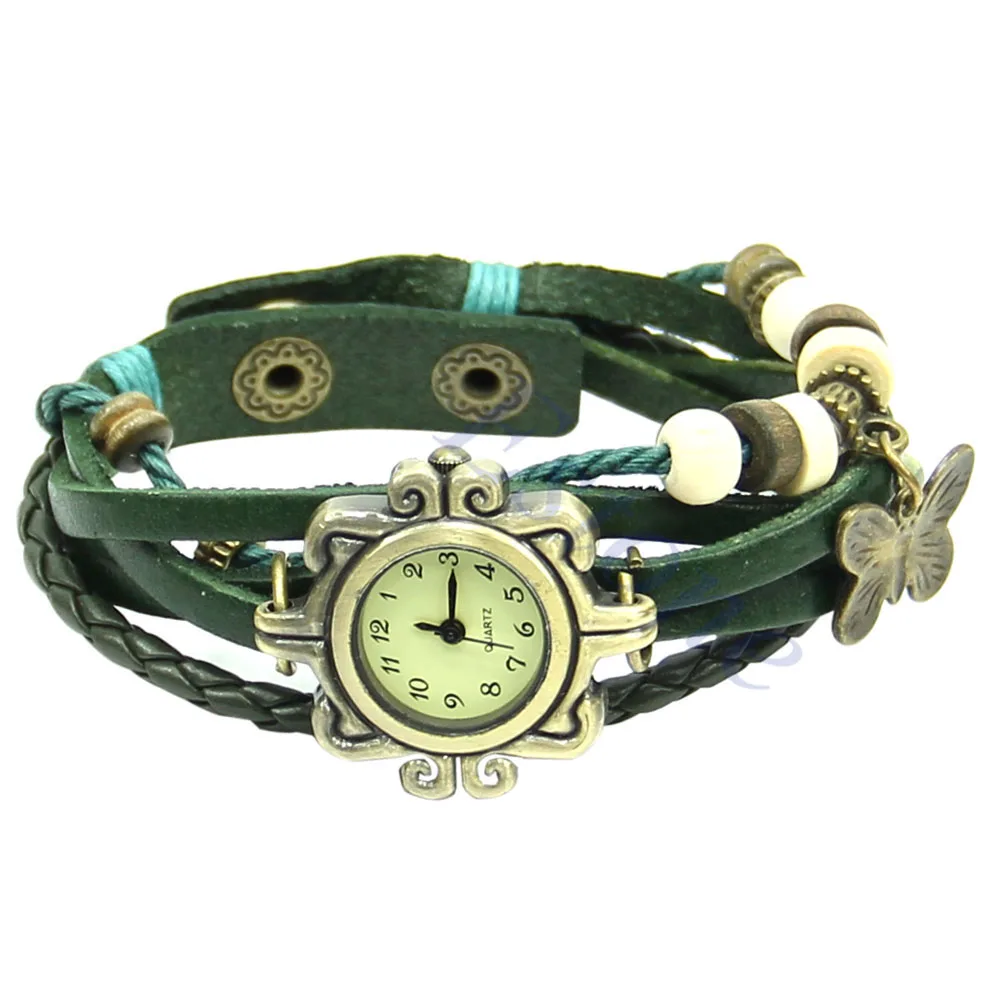 

Women Vintage New Leather Bracelet for butterfly Decoration Quartz Wrist Watch
