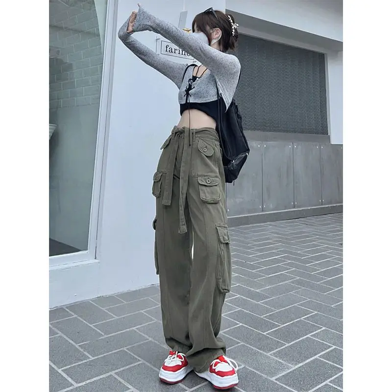 

Американский ретро-комбинезон Y2K, женские модные разноцветные комбинезоны в стиле хип-хоп с несколькими карманами, женские джинсы с высокой...