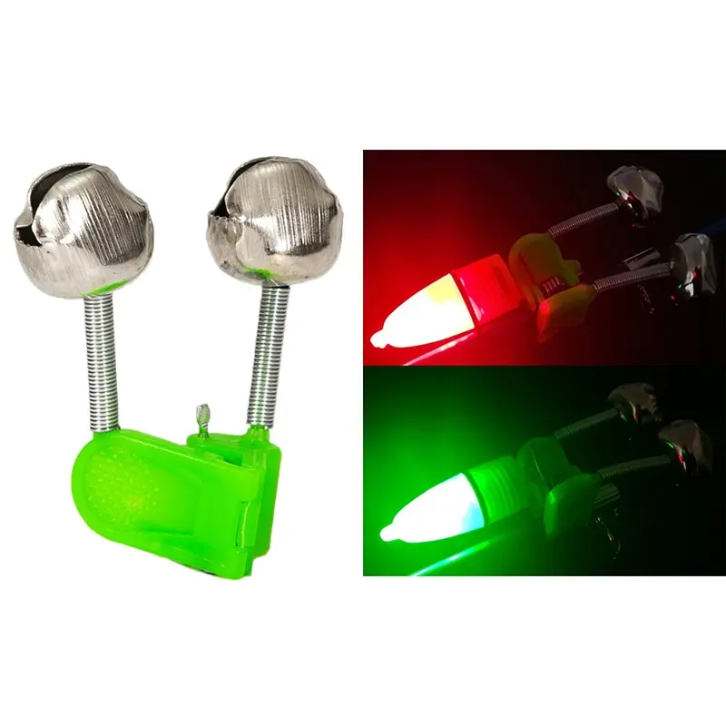 

10pcs LED Night Fishing Rod Bite Bait Alarm Light with Twin Bells Ring Fishing Bite Alarm Indicator Carp Fishing Accessories