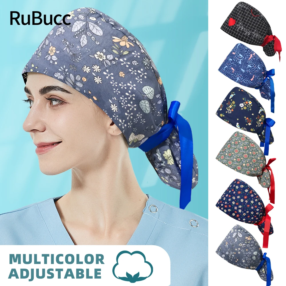 

Медицинские Регулируемые головные уборы с принтом для врачей, медсестер, операционных комнат, мужские и женские мужские головные уборы для ...