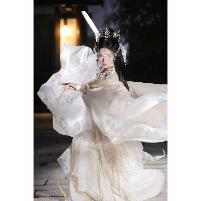 Song Dynasty Hanfu — женский комплект Ruqun с вышивкой золотых перьев — элегантный сказочный стиль с широкими рукавами, новая коллекция весны и лета (art.: 3920cd0ac2fd7) - 3920cd0ac2fd7