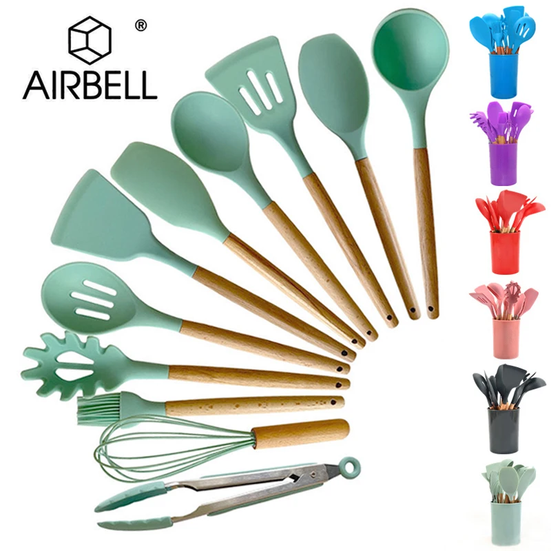 

Silicone Kitchenware Cooking Utensils Kitchen Accessories Non-stick Spoon Cookware Spatula Shovel Egg Beaters Wooden Kichen Tool