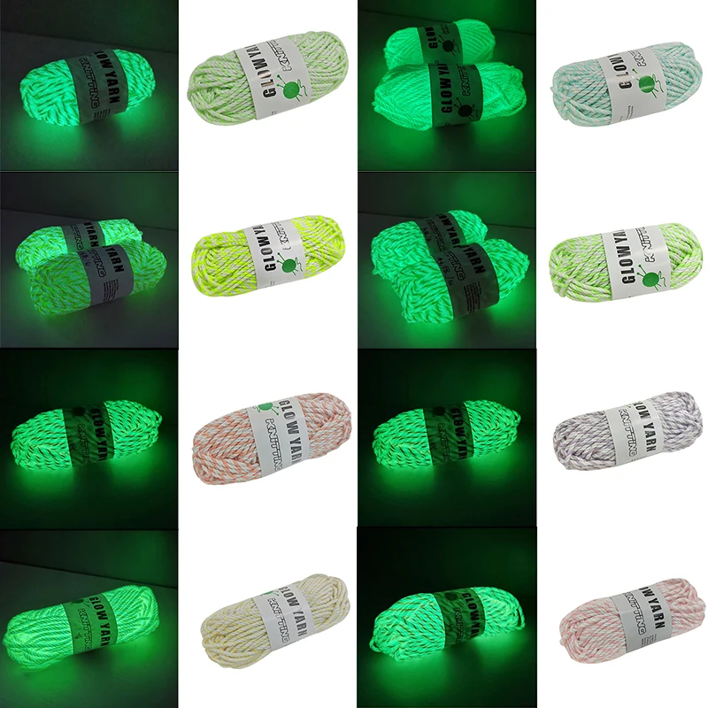 

50g Luminous Yarn Polyester Hand Knitted Luminous Yarn DIY Weave Glow In The Dark for For Cardigan Scarf Suitable for Kids Woman