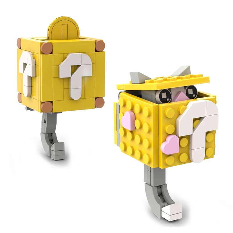 Фото 6-стильный брелок MOC, игровая тема, монета, коробка с вопросительным знаком, коробка для скрытого и посева, настенная сборная модель, подарочная игрушка №1