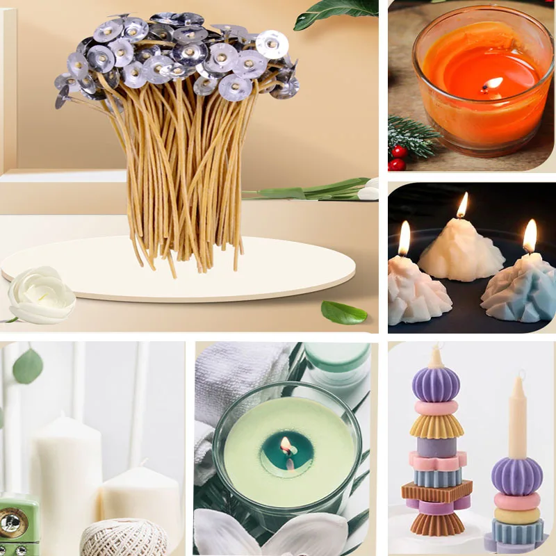 100pcs Hemp Thread Beeswax Wax Wicks Safe Smokeless Candle Making Material DIY Handmade Aromatherapy Candle Line