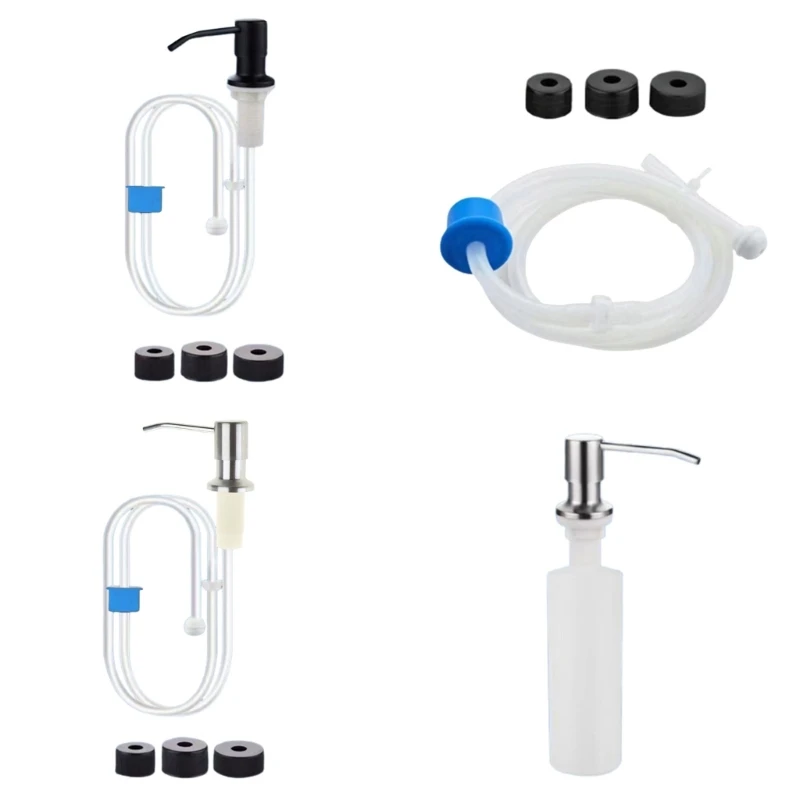 

67JB High-Quality Soap Dispenser Stainless Steel Head with Soft Silicone Body Easy to Fill Pump Bottle with Silicone Hose