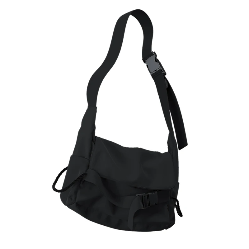 Black Crossbody Bag for Women Nylon Canvas Teenage Students Schoolbag Casual Large Capacity Shoulder Messenger Bag Unisex