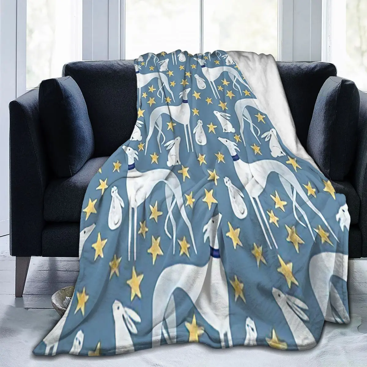 

Greyhound Whippet Sighthound Dog Blanket Sofa Cover Fleece Spring Autumn Cartoon Warm Throw Blankets for Home Bedroom Rug Piece